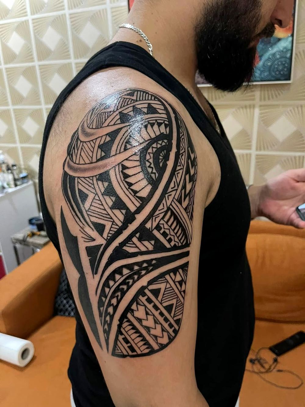 Blackwork & tribal half sleeve